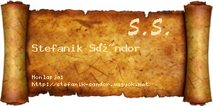 Stefanik Sándor névjegykártya
